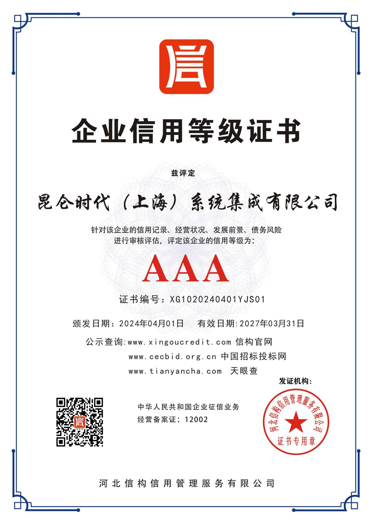 信用AAA级