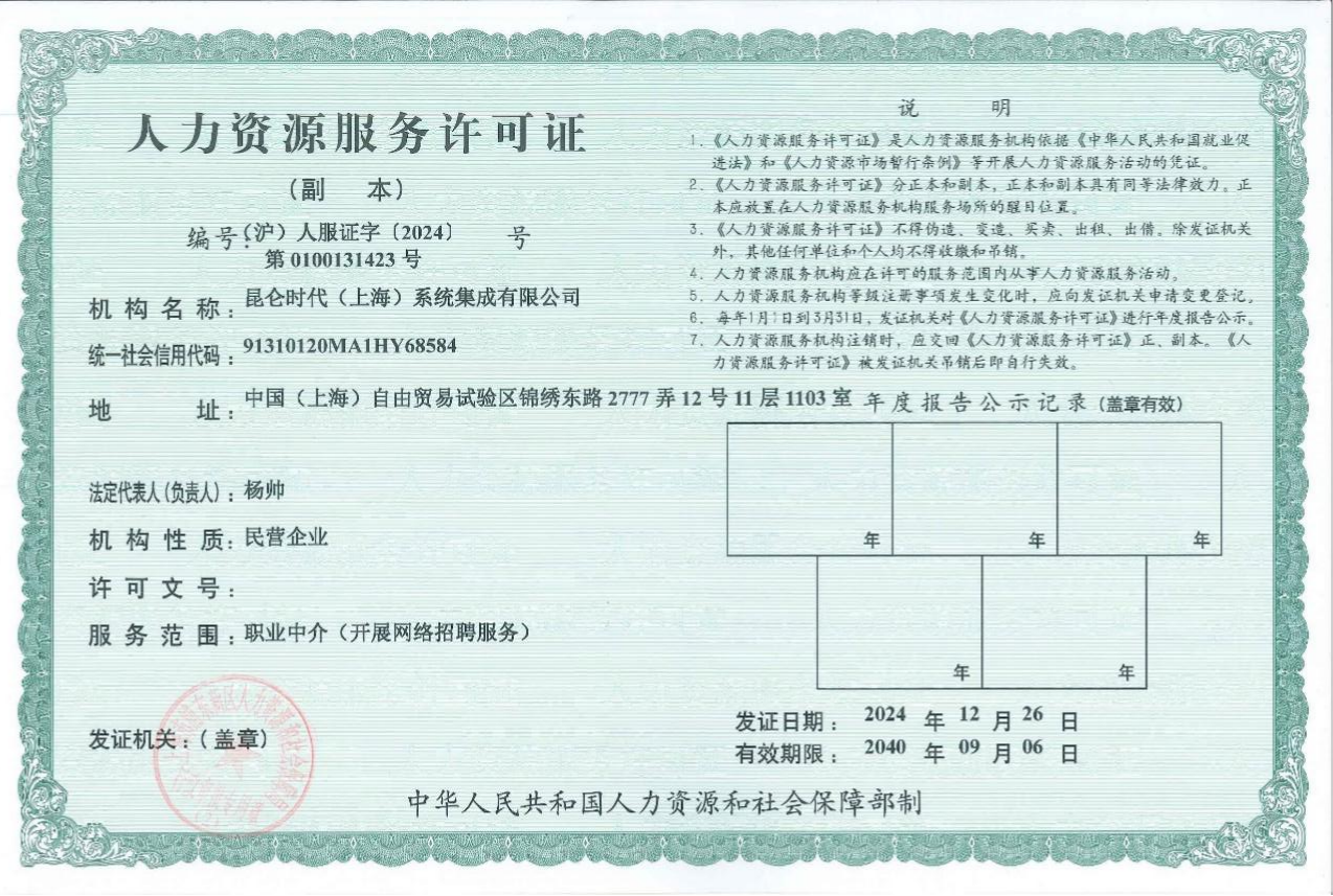 人力资源服务许可